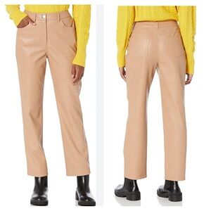 The Drop Camel Tan Jack Faux Leather Vegan Friendly Straight Leg Pants Sz 27 NEW